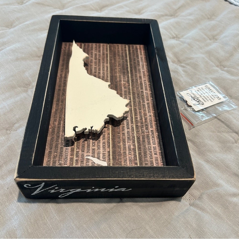 Primitives by Kathy   Wooden wall art -Virginia  11"x7"x2"